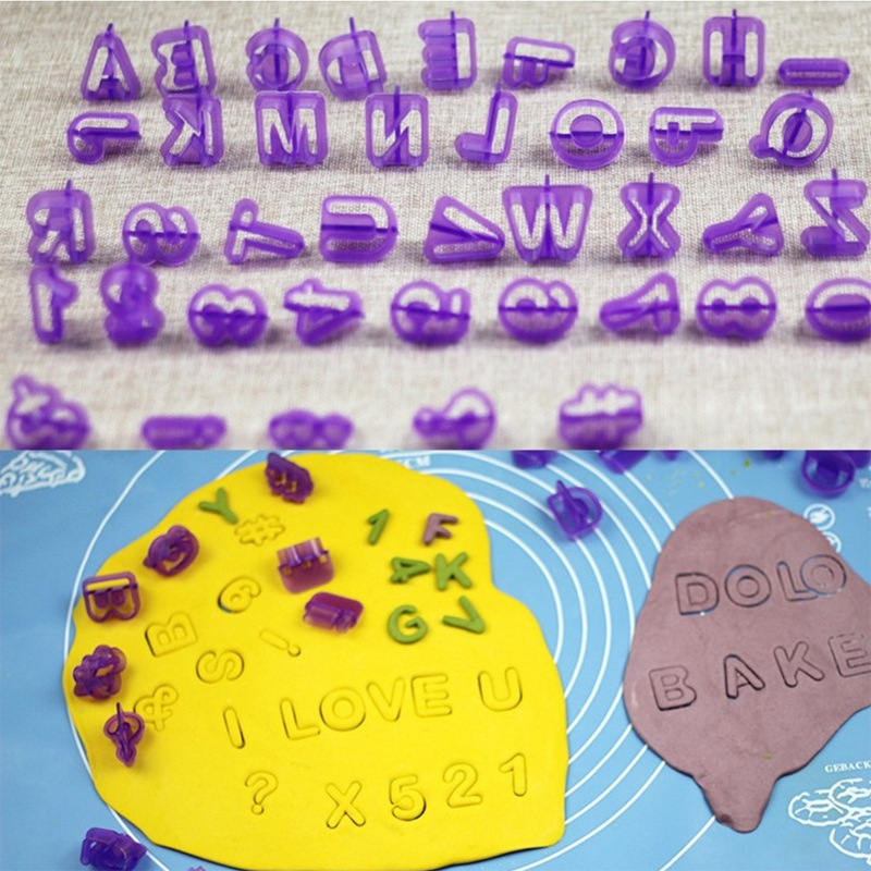 40PCs alphanumeric plastic biscuit mold symbol flip sugar cake decoration printing mold OPP simple