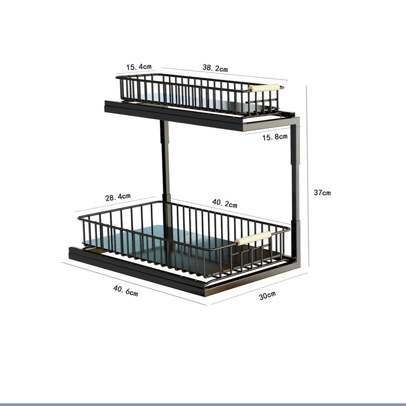 キッチンシンク多機能スパイス収納バスケット引き出し浴室二層オーガナイザー引き出しラックホームクリーニングツール|undefined