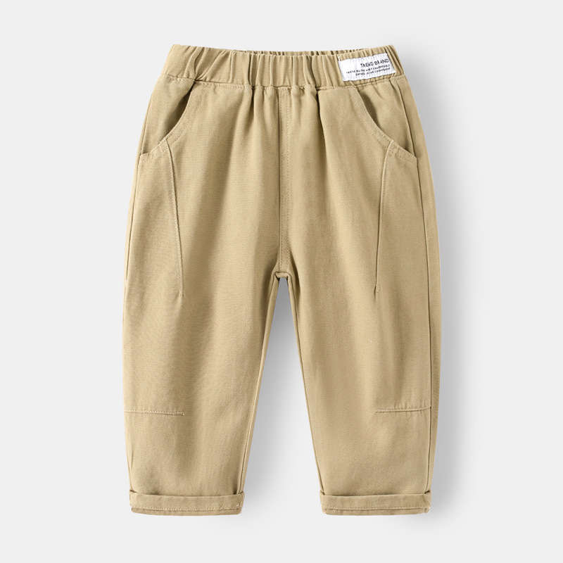 2024 spring new children's pants wholesale boys' trousers baby letter logo fashion casual solid color pants