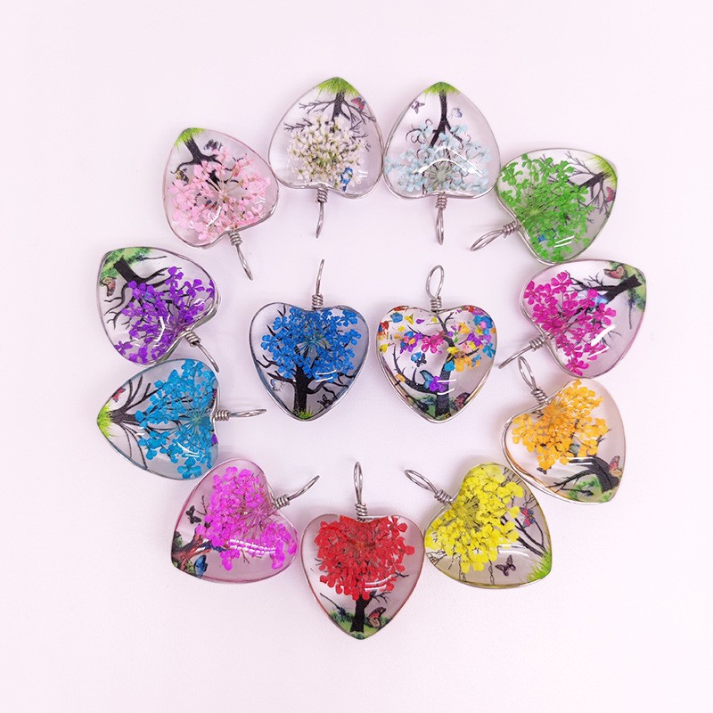 Dried Flower Tree of Life Pendant Set Round Love Square Oval Help Customers Pack Set Amazon AliExpress