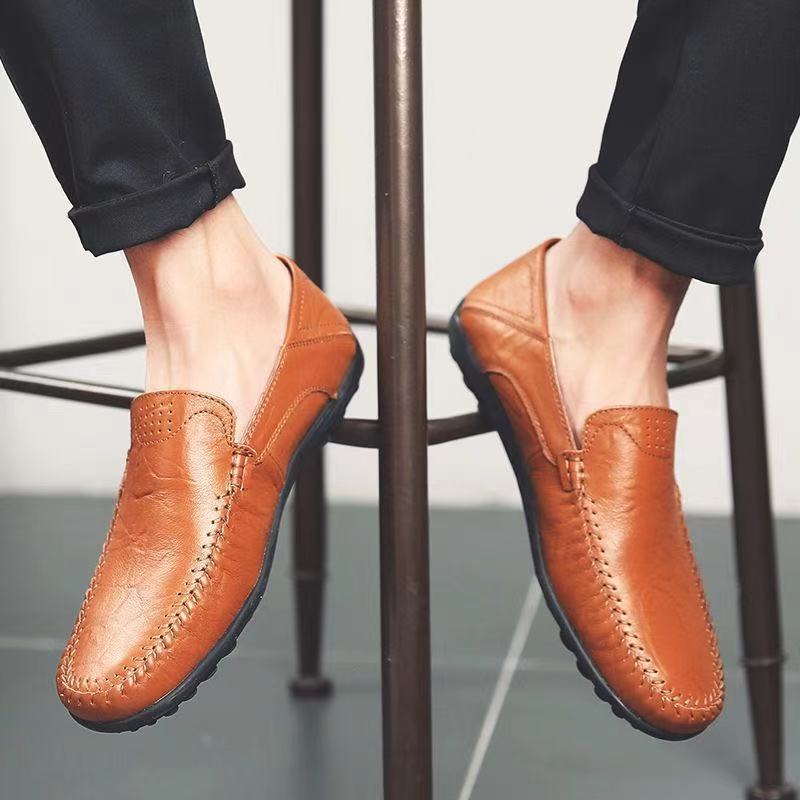 2023 Spring Men's Casual Leather Shoes New Fashion Men's Leather Shoes Slip-on Shoes Wholesale Trendy Men's Shoes
