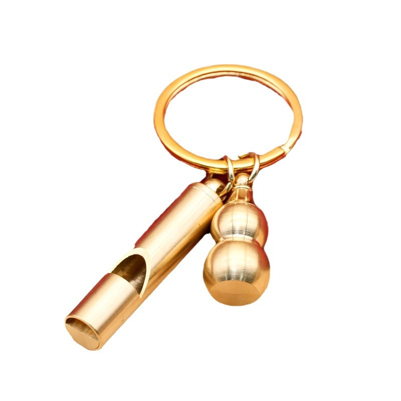 Brass whistle hollow small gourd keychain outdoor survival carry-on luggage pendant factory wholesale a generation of hair