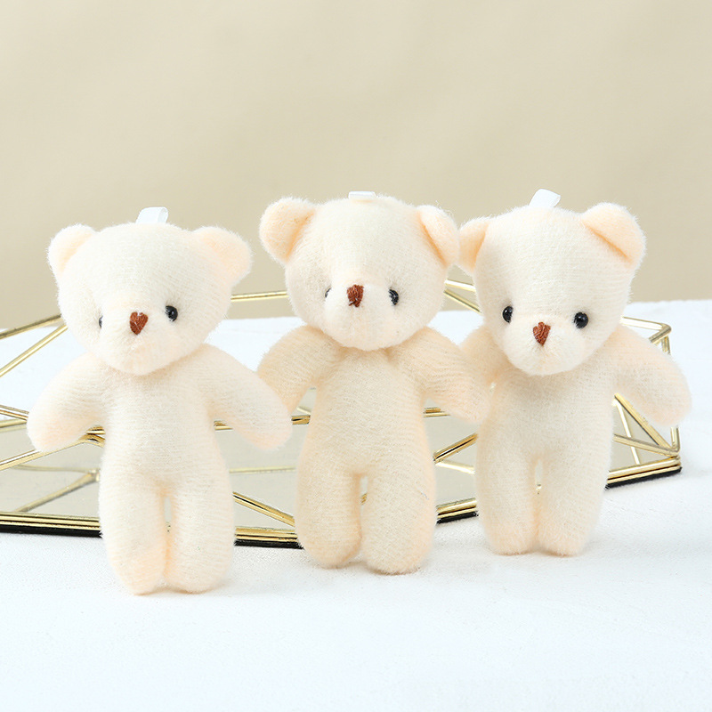 Plush Toy Conjoined Bare Bear Keychain Backpack Pendant Beige White Bear Doll Big Head Conjoined Bear Doll