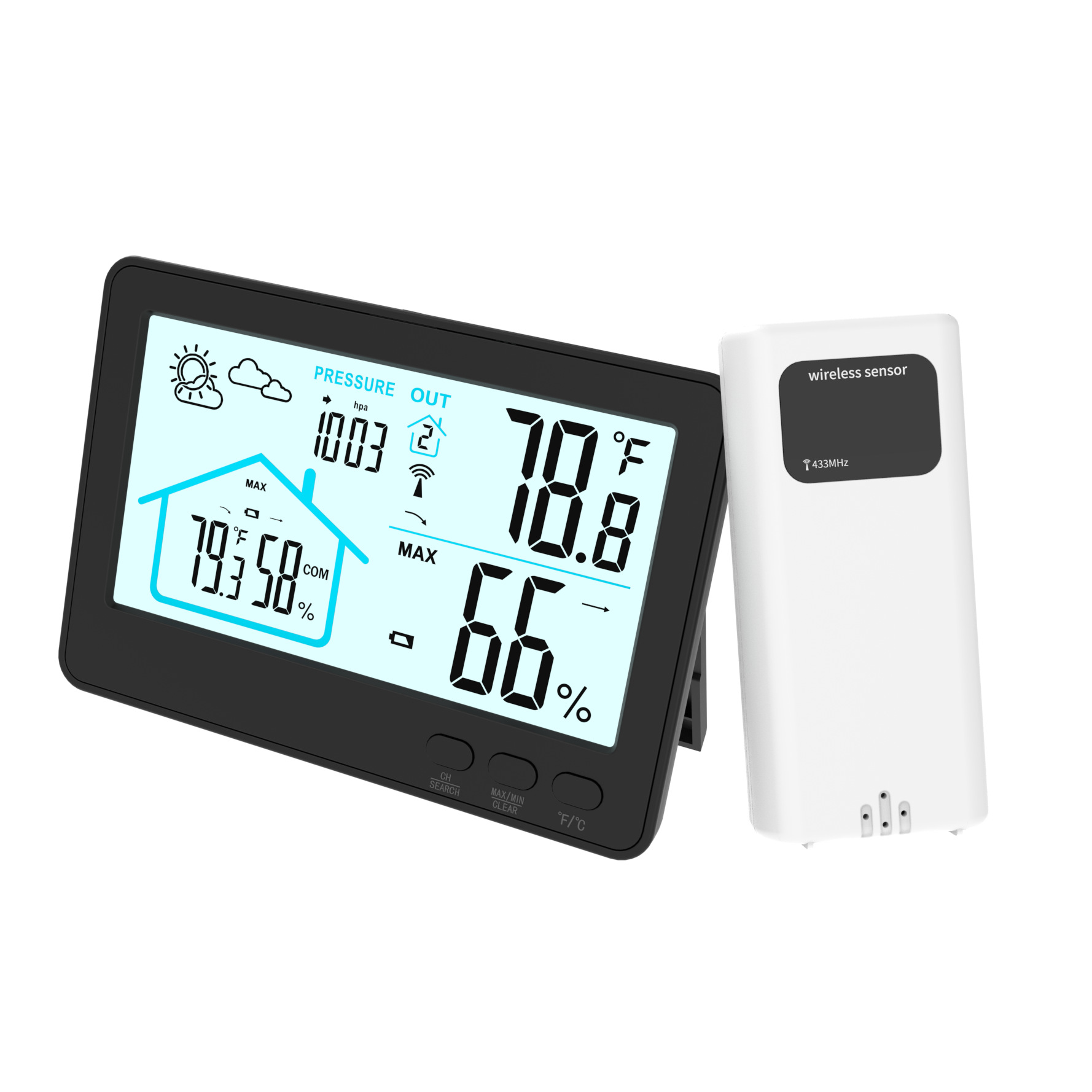 New home wireless thermometer indoor and outdoor temperature and humidity meter weather station weather forecast Type-C electrical outlet