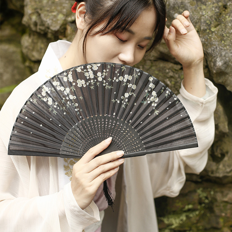 New Chinese Style Suzhou Retro Style Fan Folding Fan Summer Chinese Style Hanfu Portable Folding Fan Women's Small Fan