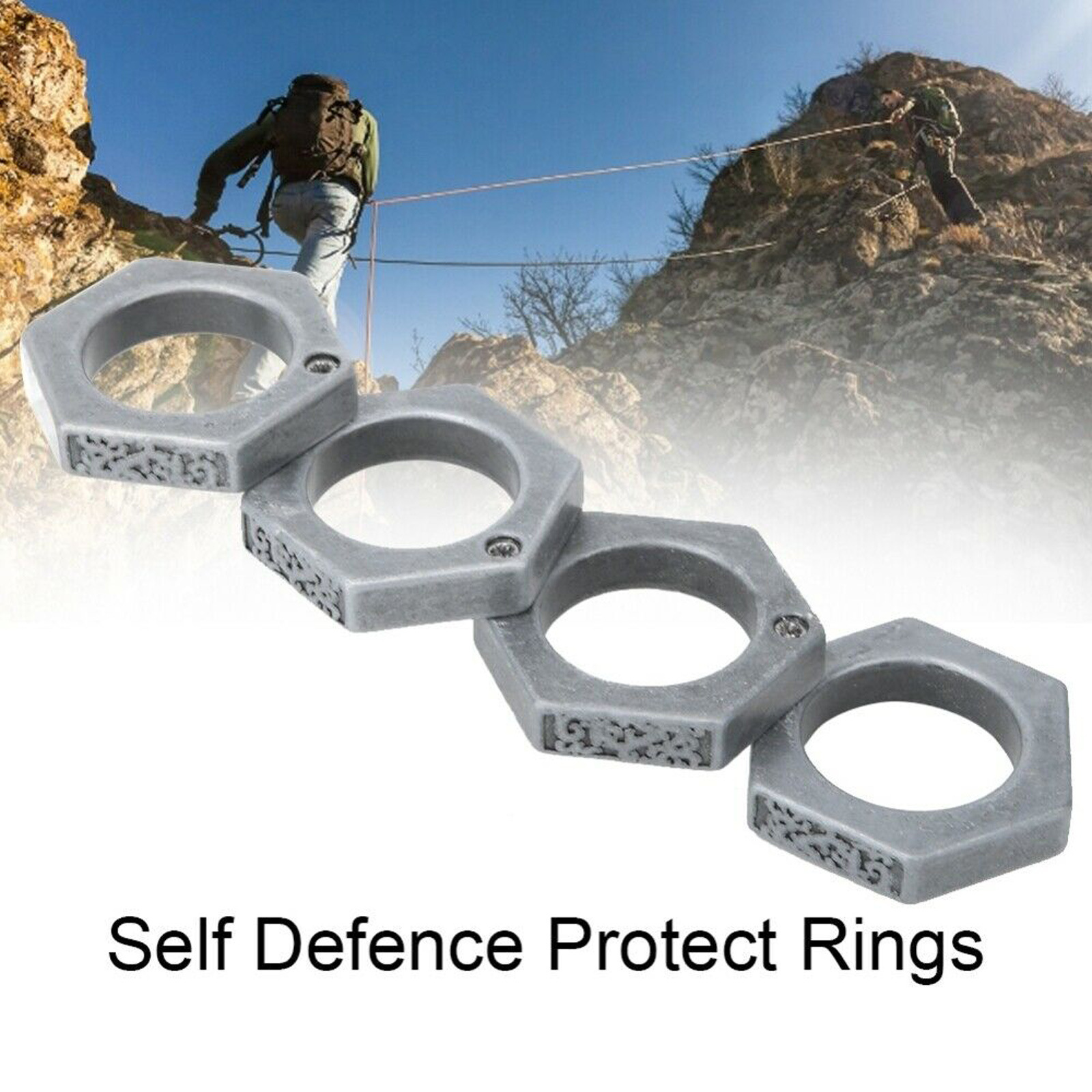 HARD SELF DEFENSE RING men's round wrench hexagon RING emergency window breaker SELF-DEFENSE RING