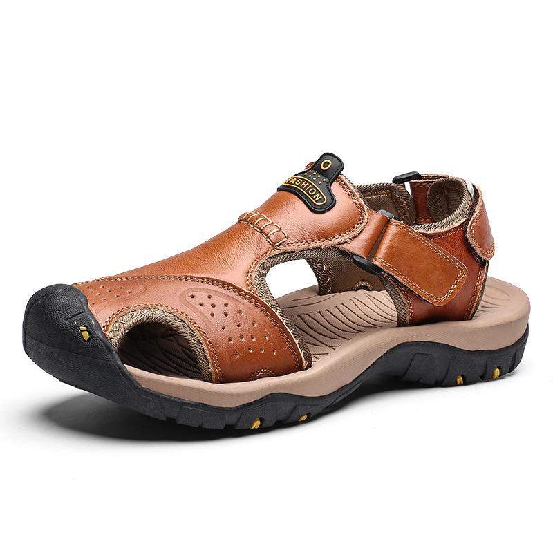Large Size Sandals Men's Summer New All-match Beach Shoes Outdoor Soft Sole Non-slip Leather Sandals Men's Cross-border Foreign Trade