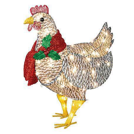 Christmas acrylic Scarf Chicken Light-Up Chicken with Scarf garden decoration glowing Chicken