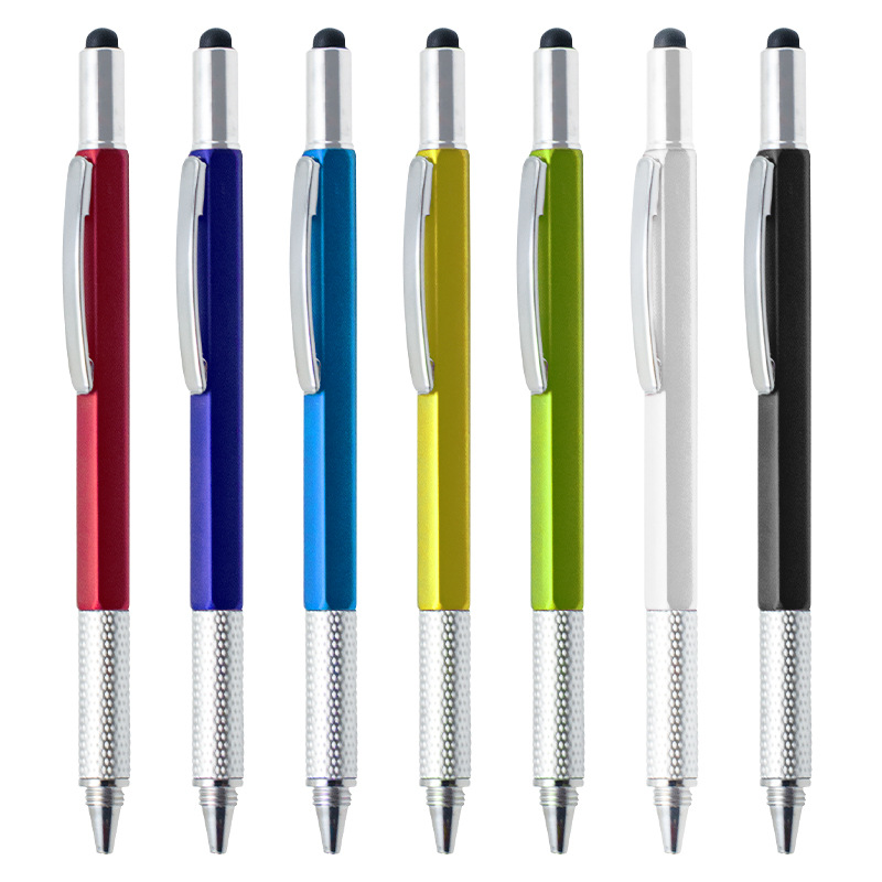 Six-in-one multifunctional screwdriver touch screen caliper level meter advertising ballpoint pen creative stationery gift pen wholesale