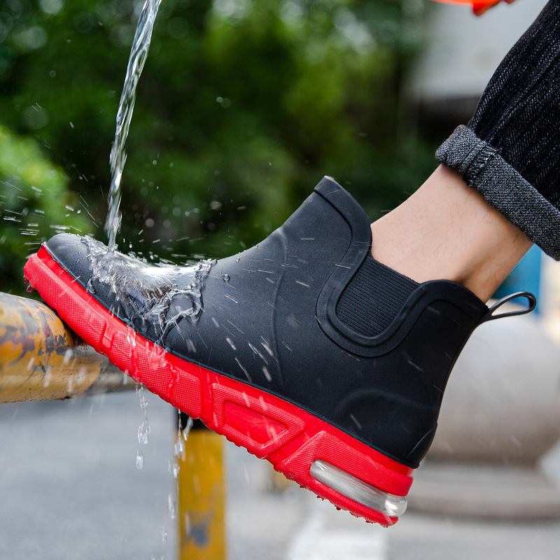 Cross-Border fashion rain boots men's non-slip kitchen rubber shoes outer wear thick bottom comfortable waterproof rain boots outdoor waterproof fishing shoes