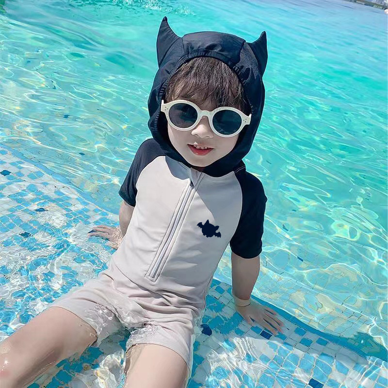 2024 New Children's Swimwear Unisex Swimwear Cute Cat Ears Printed Baby Cartoon Swimsuit