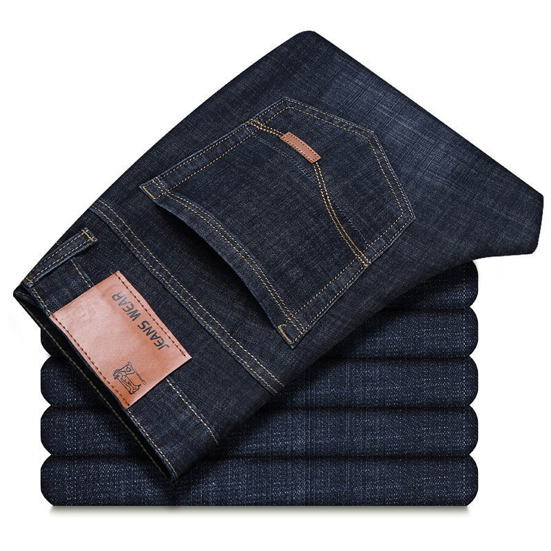 Clothing Trade Jeans Men's Summer High Elastic Thin High Waist Clothing Trade Jeans Straight Loose Casual plus size Middle-aged