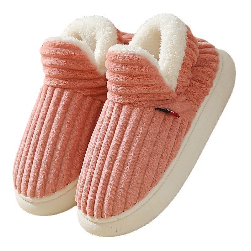 High-heeled Cotton Slippers Foreign Trade Cross-border Fleece-lined Home Non-slip Moon Shoes Indoor Warm Shoes Women's Cotton Shoes Men's
