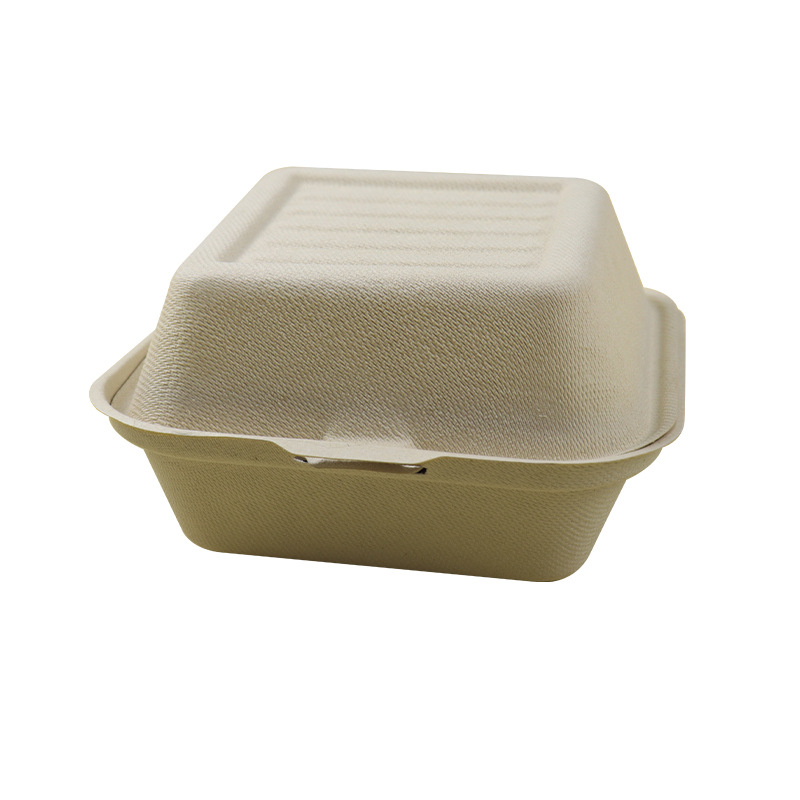 Disposable Degradable Hamburger Box Pulp Cake Tiramisu Lunch Box Takeaway 6-inch Hamburger Package Box
