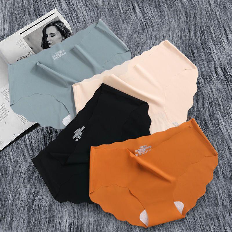 Japanese style mid-waist cotton bottom simple solid color girl briefs comfortable breathable Ice Silk seamless underwear for women