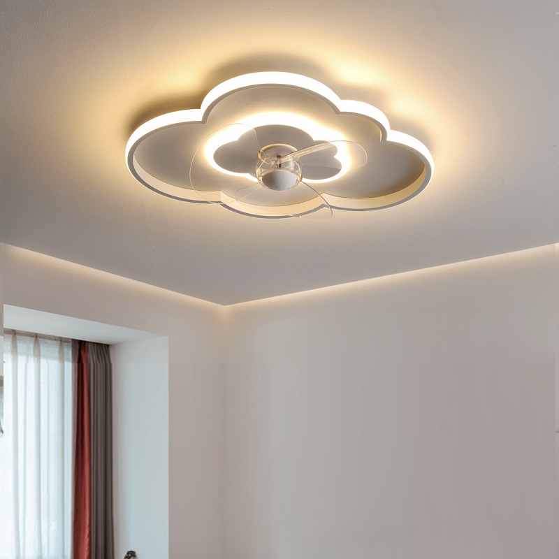 Bedroom fan lamp 2023 new creative clouds restaurant room integrated invisible ceiling fan lamp smart home lights
