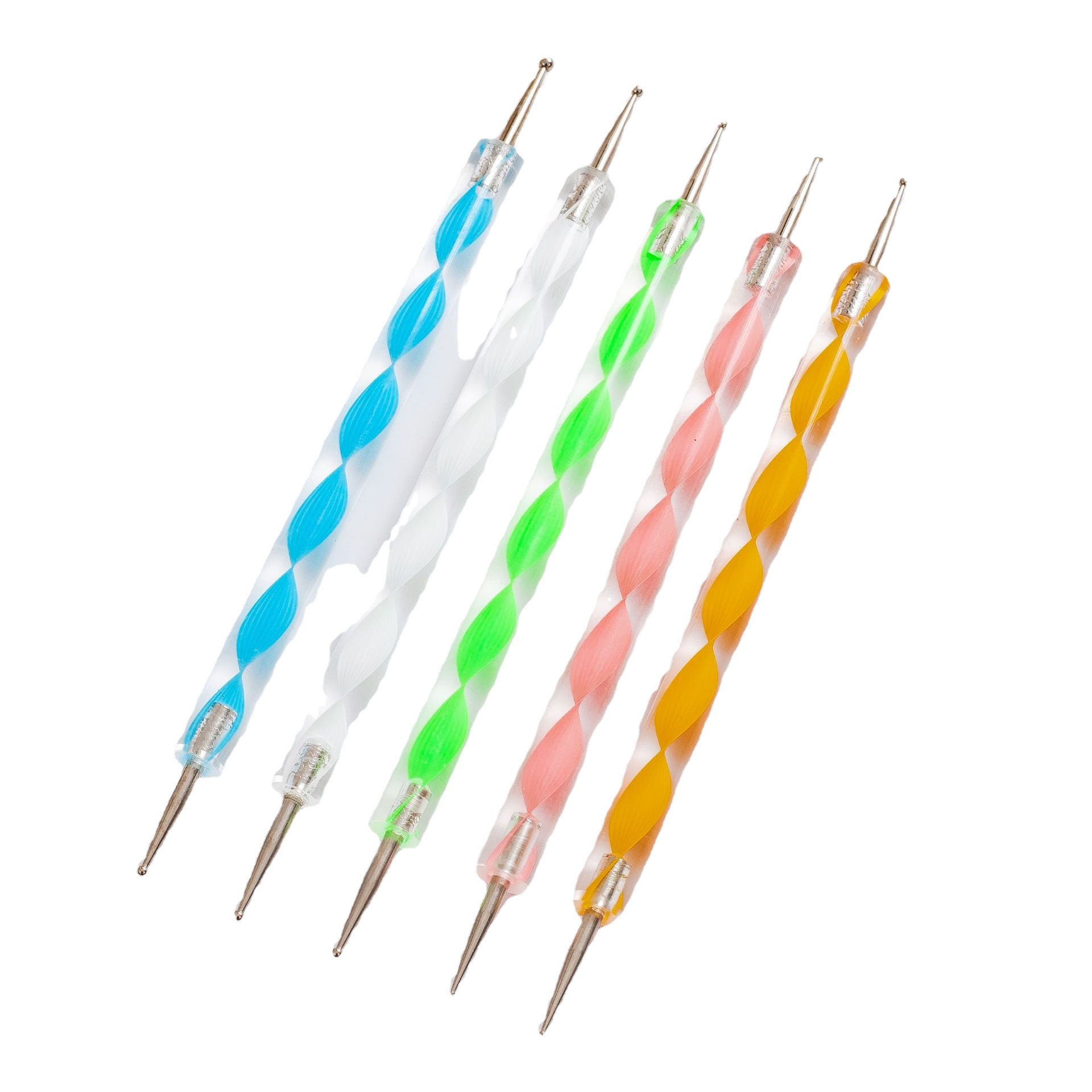 Factory spot nail pen set 5 acrylic double-head drill pen screw rod set point flower needle stick drill pen
