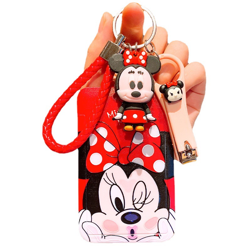 Girl Donald Duck Mickey Bus Card Set Student Meal Card Protective Set Work Certificate Portable Key Holder