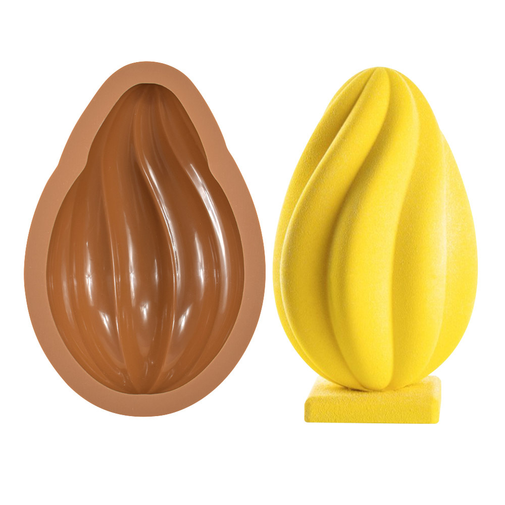 Easter two-piece single semicircle egg mousse cake mold DIY chocolate knock music silicone baking mold