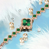 Live Hot Hot Hot Fashion Four-leaf Clover Bracelet Quartz Watch Emerald Women's Watch Women's Watch Factory Wholesale
