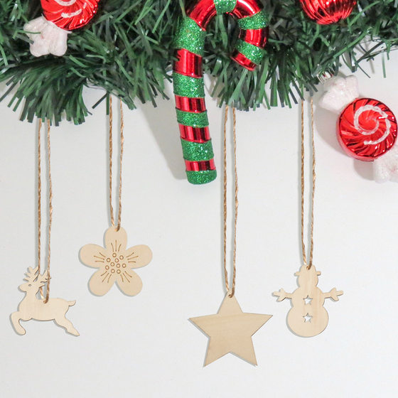 Christmas pendant home decoration supplies wood crafts creative carving wood Christmas tree hanging ornaments wholesale