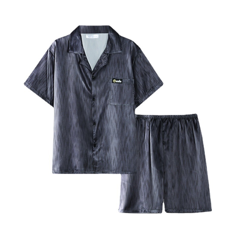 Ice Silk Short Sleeve Pajamas Men's Summer New Youth Silk Thin Boys Spring and Summer Outer Wear Home Clothes