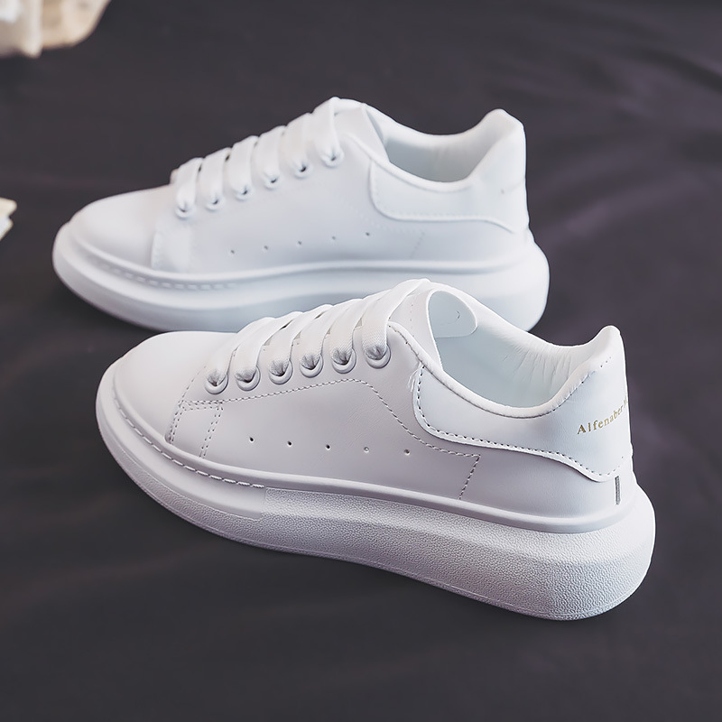 McQueen white shoes women's thick-soled Spring and Autumn New height increasing daddy shoes Net red trendy ins trendy casual sports shoes
