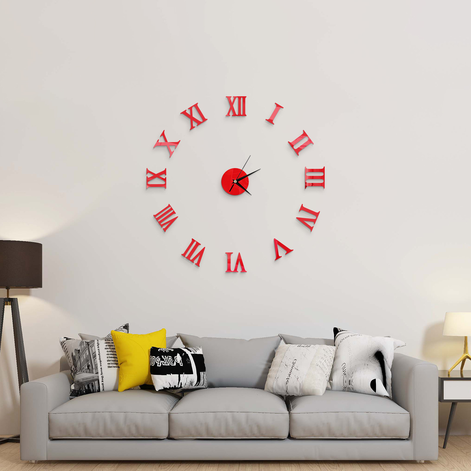 Cross-border explosions simple clock fashion wall clock DIY wall clock mirror wall stickers clock Roman numeral clock