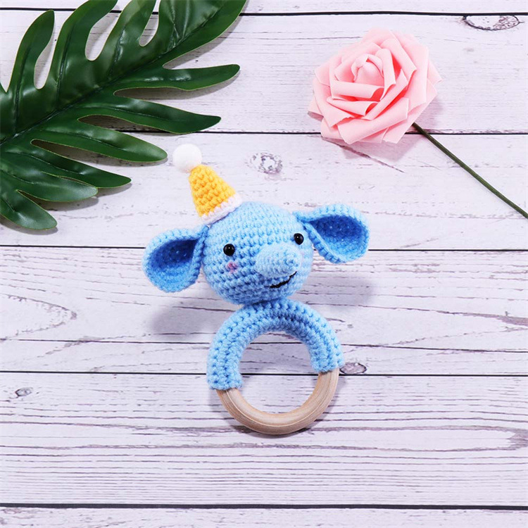 2021 New Baby knitted rattle bed Bell plush animal sound doll baby early education toys wholesale