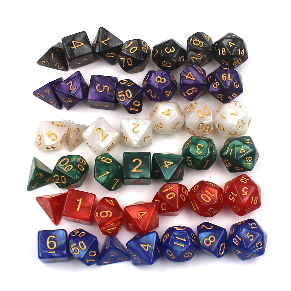 Cross-border Source RPG multi-sided dice/dice (7 pieces/group) DND run group dice Pearl pattern series