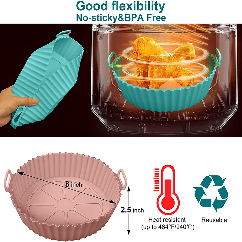 Silicone Air Baking Pan Air Fried Pot Mat Amazon Air Fryer Silicone roast chicken tray food grade