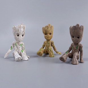 Creative Sitting Groot Office Car Ornaments Flower Pot Potted Small Tree Man Blind Box Anime Doll