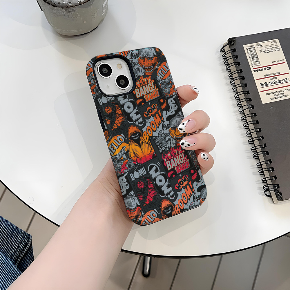 跨境潮牌塗鴉手機殼iPhone15菲林殼蘋果14炫酷13pm手機套ip11硬殼