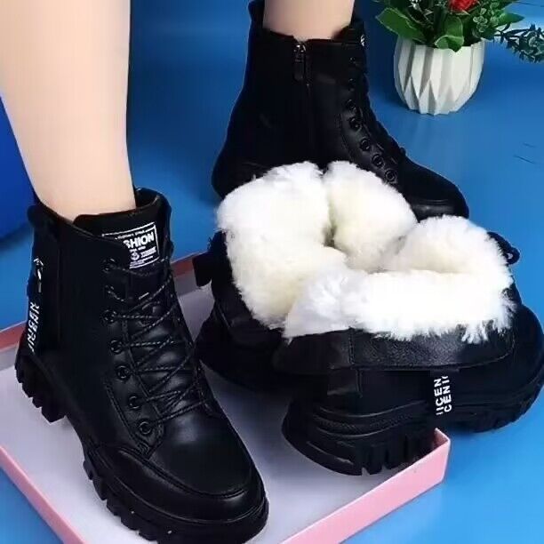 Soft leather Martin boots Women's 2023 autumn and winter New plus velvet comfortable all-match short boots British wind women's boots cotton boots wholesale