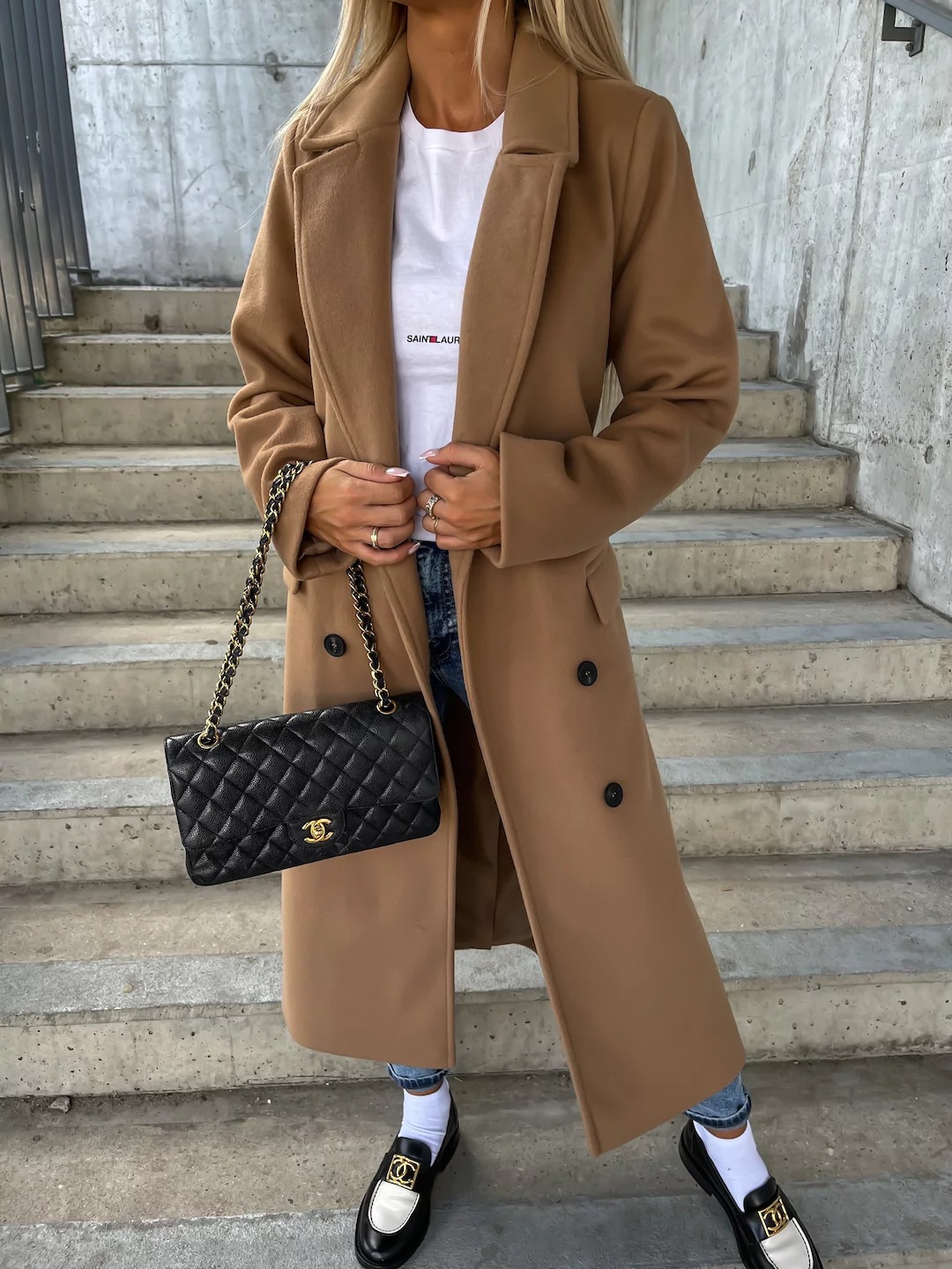 2023 Independent station EABY Amazon popular autumn and winter simple long sleeve lapel button split woolen coat for women