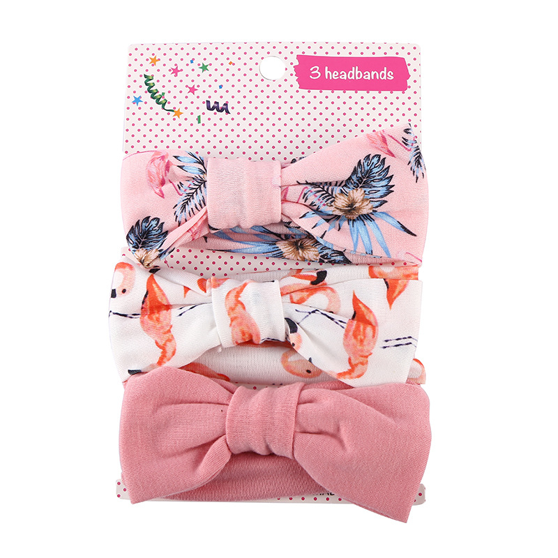 European and American hair band printing 3 sets bow hair band elastic ins wash face wash bow headband women Wholesale