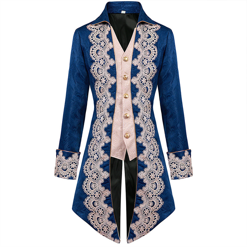 2024 New Men's Steampunk Gothic Coat Victorian Lace Tuxedo Frock Coat