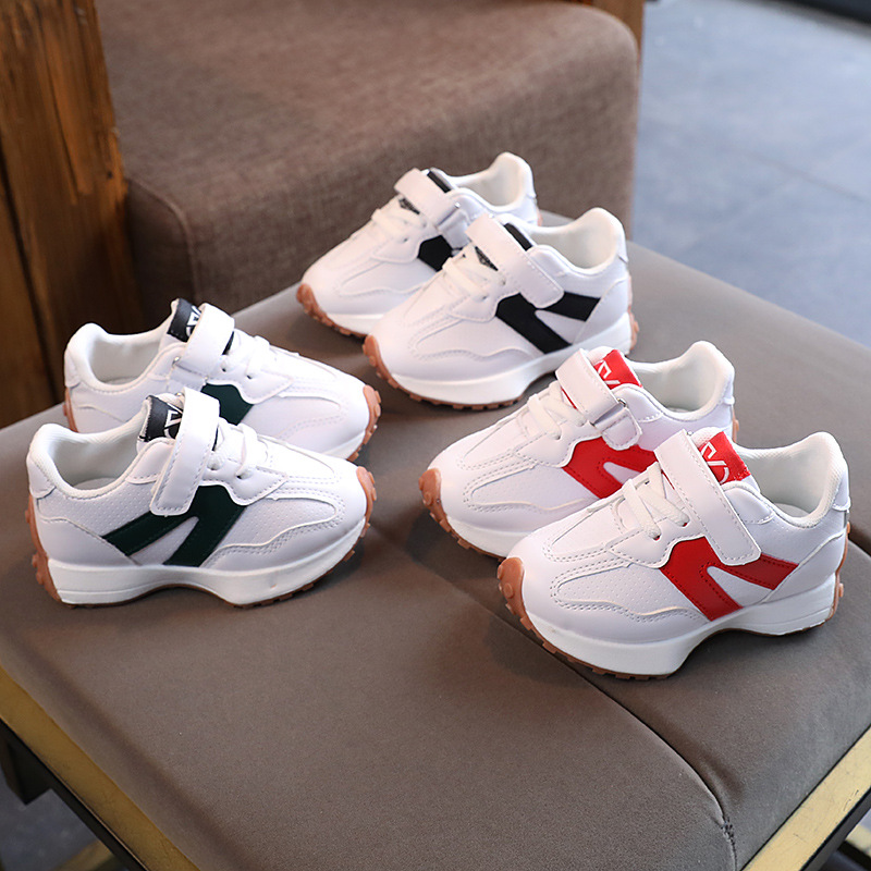 Children's sports shoes 2022 autumn new boys and girls leather White shoes Korean version of small and medium-sized children's students running shoes