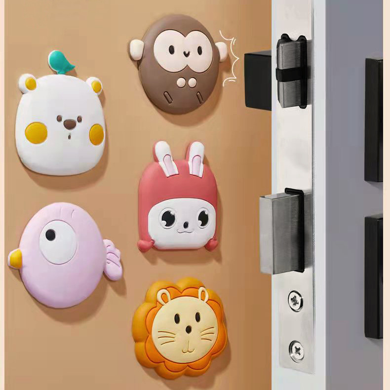Cartoon Creative Door Handle Anti-collision Mat Wall Sticker Door Refrigerator Bump Sticker Home Silent Thickened Silicone Protective Sticker