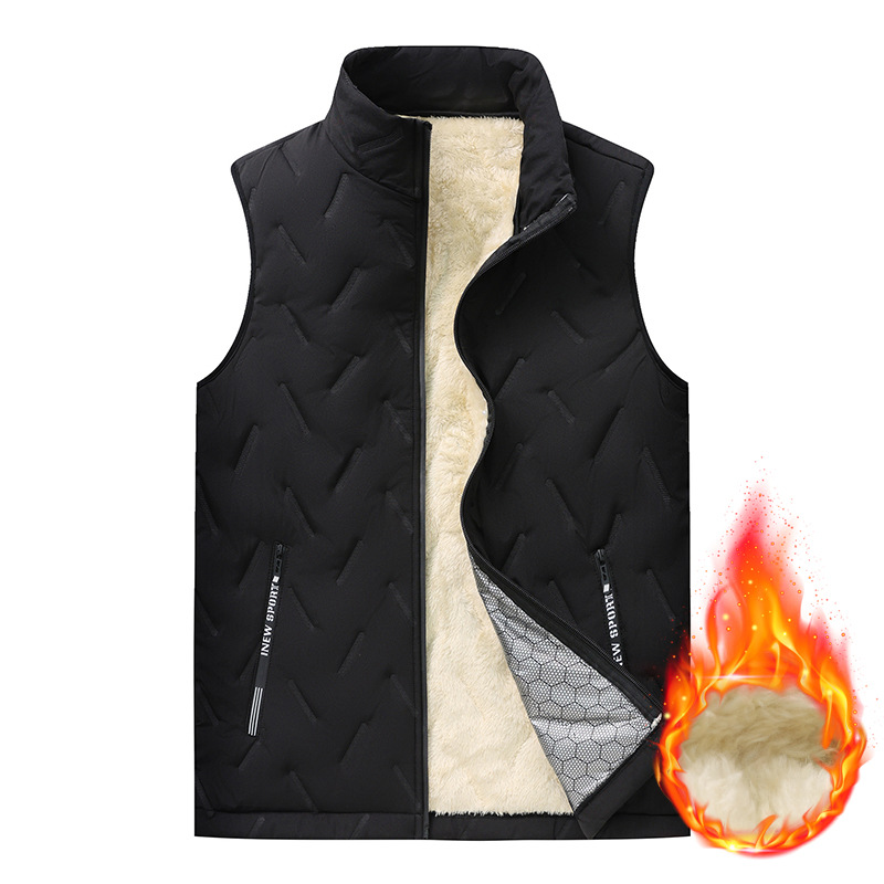Factory Direct cotton vest men's lambswool vest fleece-lined thick warm vest winter outer wear waistcoat