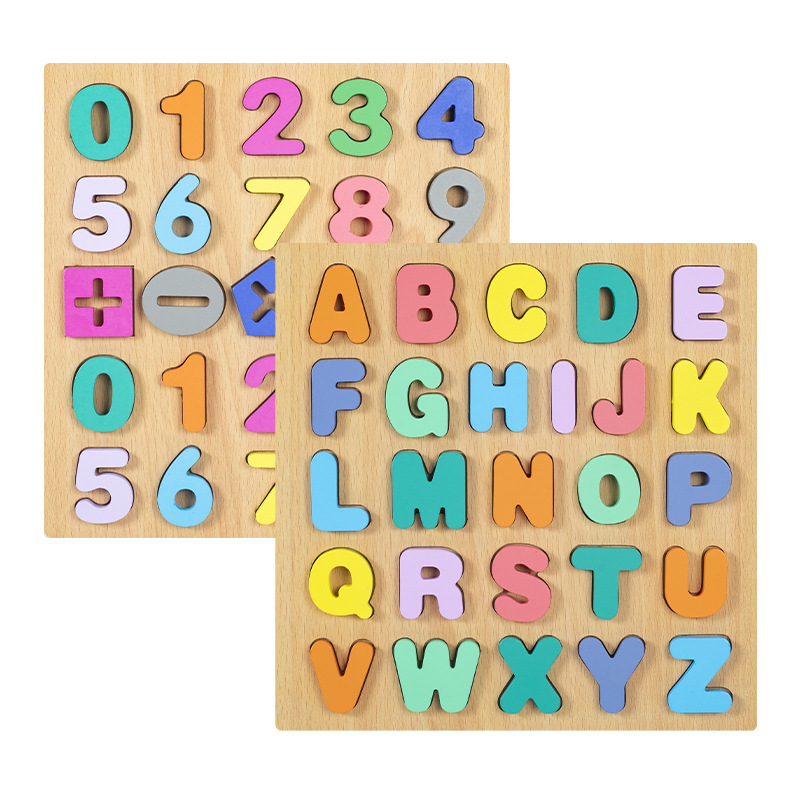 Cloud and Wooden Montessori Early Education Toy 26 English Alphanumeric Embedded Hand-Grab Pairing Three-Dimensional Patch