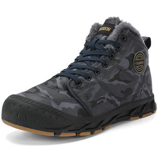 Wholesale winter new outdoor hiking shoes cotton shoes high top plus velvet warm snow boots camouflage breathable men's shoes generation