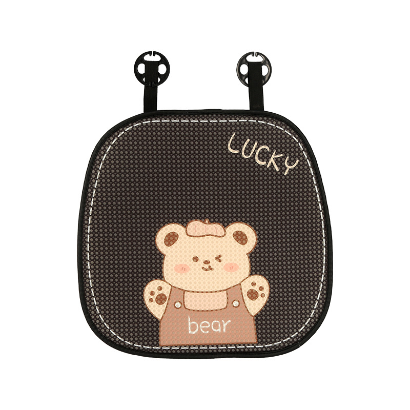 Summer black car seat cushion simple and comfortable ice silk mesh cloth edging four seasons Universal cartoon bear car seat cushion_voghion.com