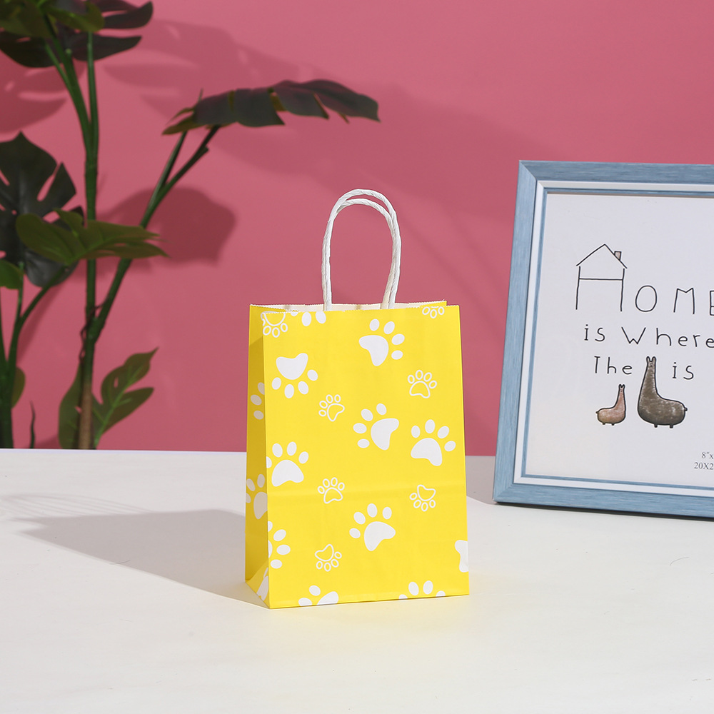Cartoon dog claw bag printing party birthday gift bag wholesale candy Kraft paper bag packaging bag