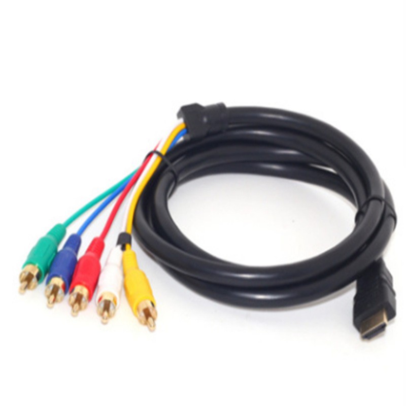 HDMI to 5RCA line audio and video line braided AV color difference conversion line 1.5m TV HD copper line factory outlet