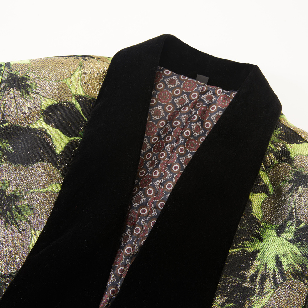 European and American jacquard suit set shawl collar host evening dress