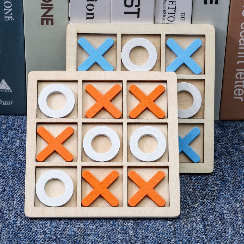 Cross-border children's XO tic-tac-toe three-piece chess 0-3-6 years old early education educational toys wooden factory wholesale