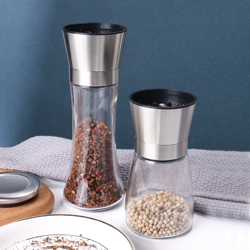 304 Stainless Steel Black Pepper Powder Grinder Household Manual Black Sesame Grinding Bottle Fresh Grinding Pepper Cumin Sea Salt