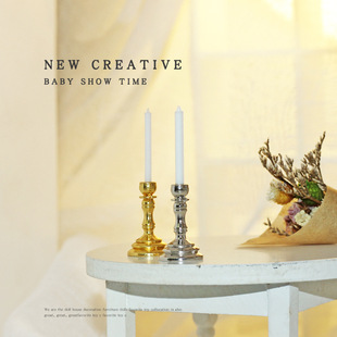 Doll House Accessories Simulation Candle Holder Ornaments Model Toy Mini Gold/Silver/Black Candle Holder Ornaments F125