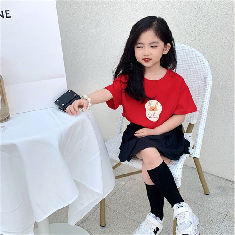 Girls' Short-sleeved T-shirt 2023 New Baby Summer Half-sleeved Cartoon T-shirt Children's Western-style Summer Cotton Top